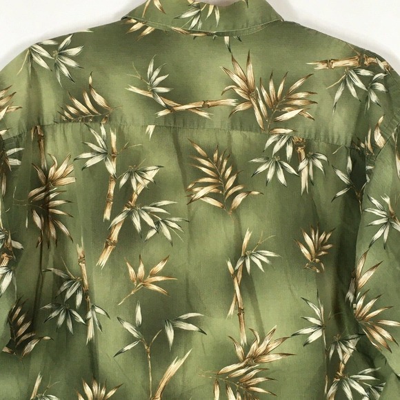Windham Pointe Shirt Mens Sz L Green‎ Tropical Floral Cotton Hawaiian Button Up - Picture 4 of 8